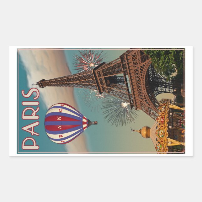 Sticker Rectangulaire Tour Eiffel vintage (Devant)