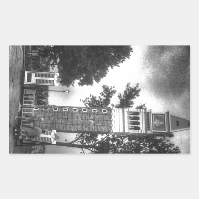 STICKER RECTANGULAIRE TOUR NOIRE ET BLANCHE (Devant)