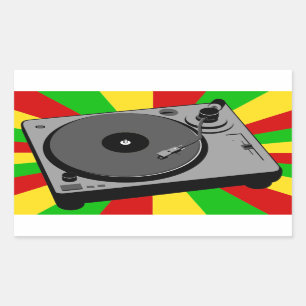 Sticker Rectangulaire Tourne-disque de Rasta