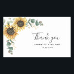 Sticker Rectangulaire Tournesol floral Merci Mariage<br><div class="desc">Créez un floral de tournesol moderne favorise les autocollants avec ce modèle mignon avec un beau bouquet floral rustique, avec une typographie simple moderne. CONSEIL : Des cartes de suite mariage comme RSVP, des programmes de mariage, des bannières, des tapisseries, des étiquettes cadeaux, des affiches, et d'autres cadeaux et cadeaux...</div>