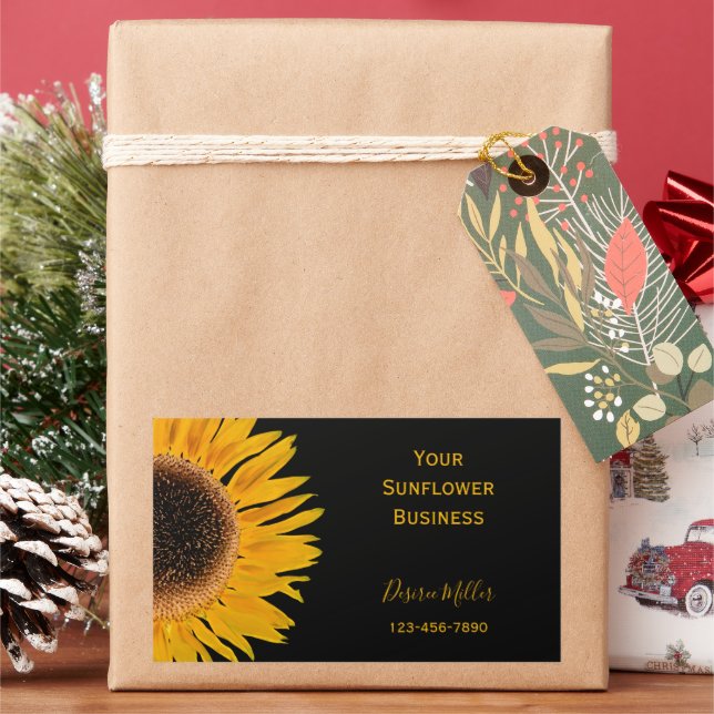 Sticker Rectangulaire Tournesol Jaune Arrière - plan Noir Pays Rustique (vacances)