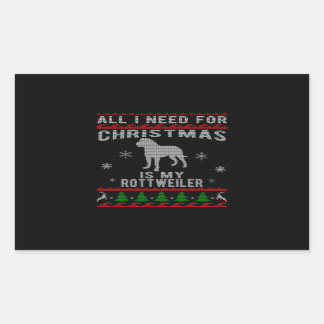 Sticker Rectangulaire tout ce dont noël a besoin est mon rottweiler