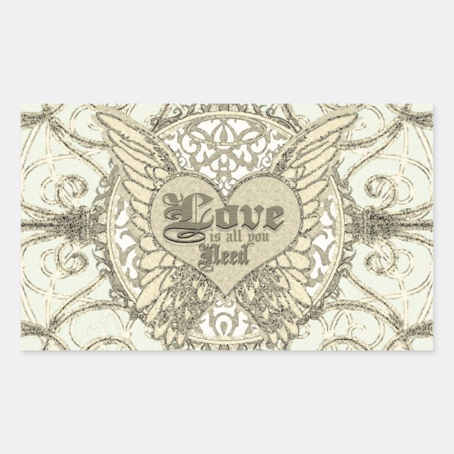 Sticker Rectangulaire Tout ce dont vous avez besoin, c'est de l'amour av (Devant)