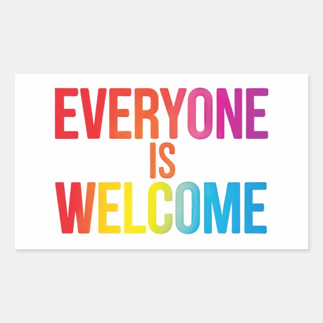 Sticker Rectangulaire Tout le monde est le bienvenu (Devant)