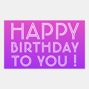 Sticker Rectangulaire Tout Nom Modifiable Joyeux Anniversaire Rose Viole