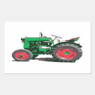 STICKER RECTANGULAIRE TRACTEUR ANTIQUE