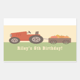 Sticker Rectangulaire Tracteur Citrouille Parti Anniversaire de enfant F