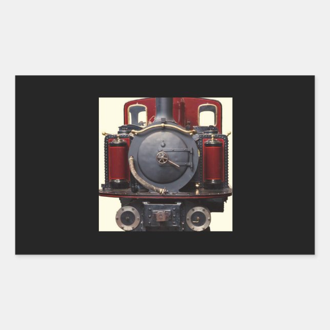 Sticker Rectangulaire Train Bleu Et Rouge  (Devant)