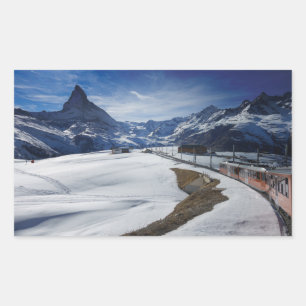 Sticker Rectangulaire Train ferroviaire Gornergrat et Matterhorn à Zerma