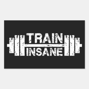 Sticker Rectangulaire Train Insane - Barbell, Salle de gym, Exercice Ins