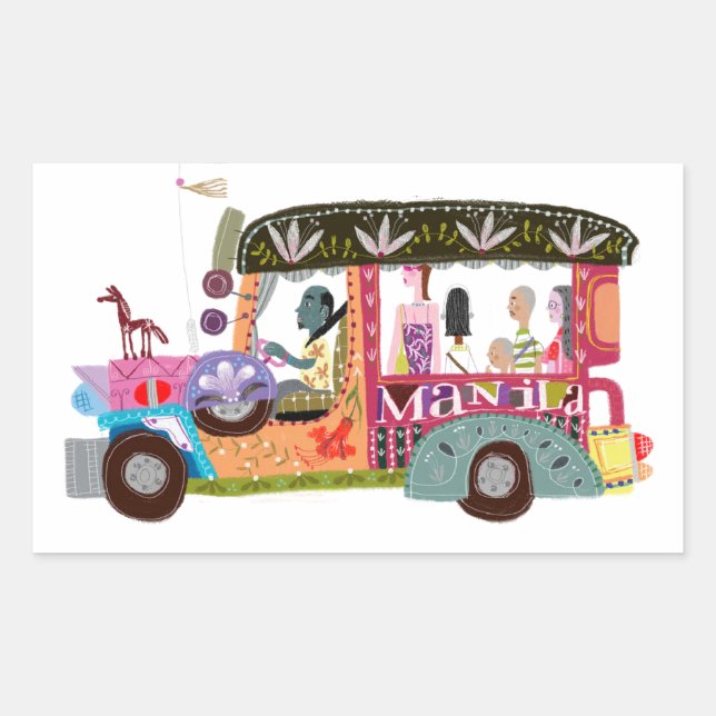 Sticker Rectangulaire Trajet en Jeepney philippin (Devant)