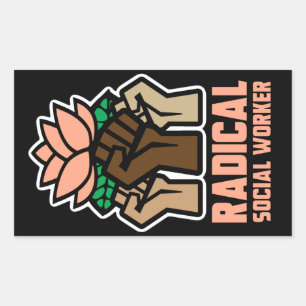 Sticker Rectangulaire Travailleur social radical