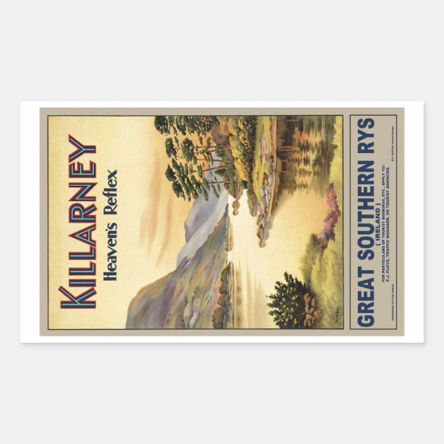 Sticker Rectangulaire Travel Killarney Irlande par Railways Vintage (Devant)