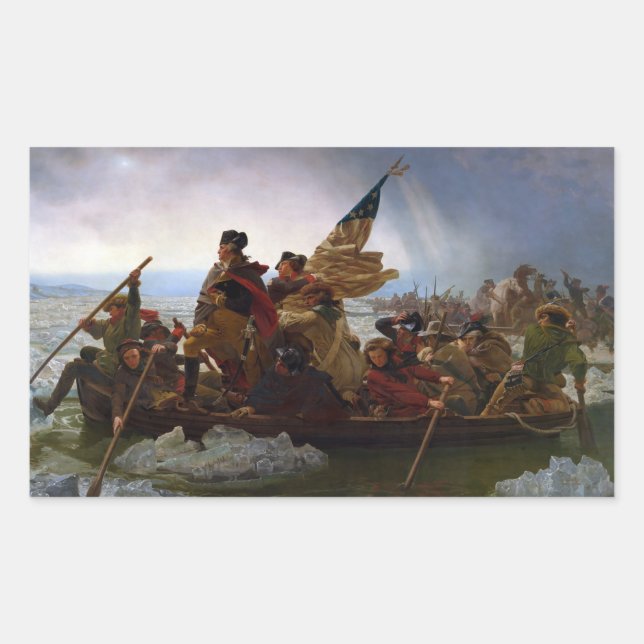 Sticker Rectangulaire Traversant le fleuve Delaware, George Washington (Devant)