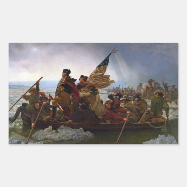 Sticker Rectangulaire Traversée du fleuve Delaware, George Washington (Devant)