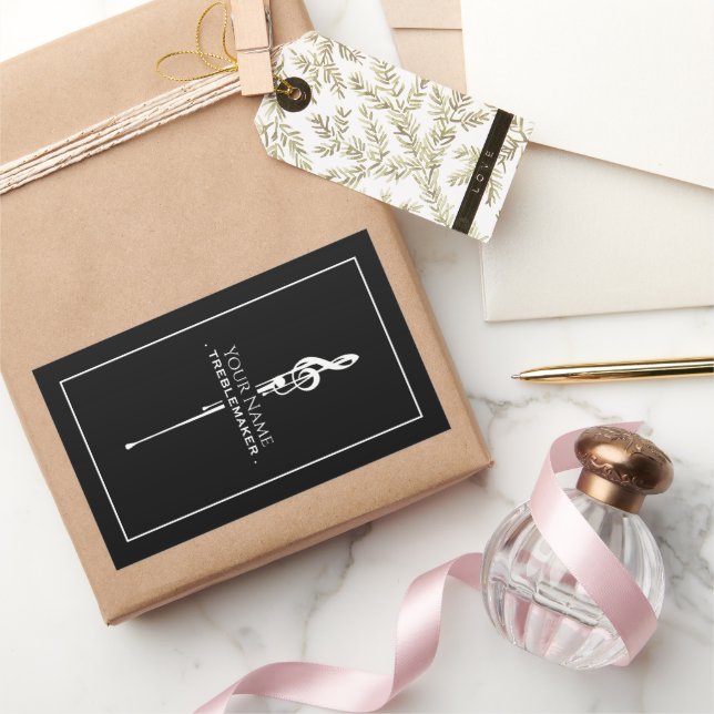 Sticker Rectangulaire Treblemaker Funny Music Pun Classy Black G-Clef (Cadeaux)