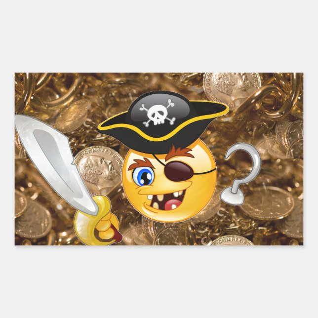 Sticker Rectangulaire trésor pirate emoji (Devant)