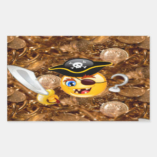 Sticker Rectangulaire trésor pirate emoji