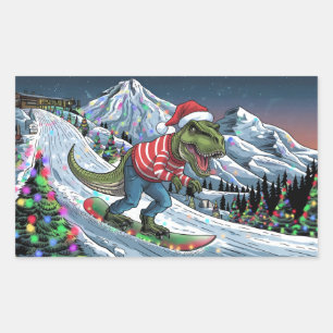 Sticker Rectangulaire TRex snowboard aux couleurs psychédéliques de mont