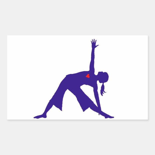 Sticker Rectangulaire Triangle Yoga Pose Silhouette Avec Coeur (Devant)