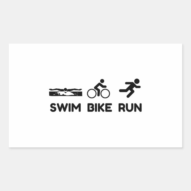 Sticker Rectangulaire Triathlon Swim Bike Run (Devant)