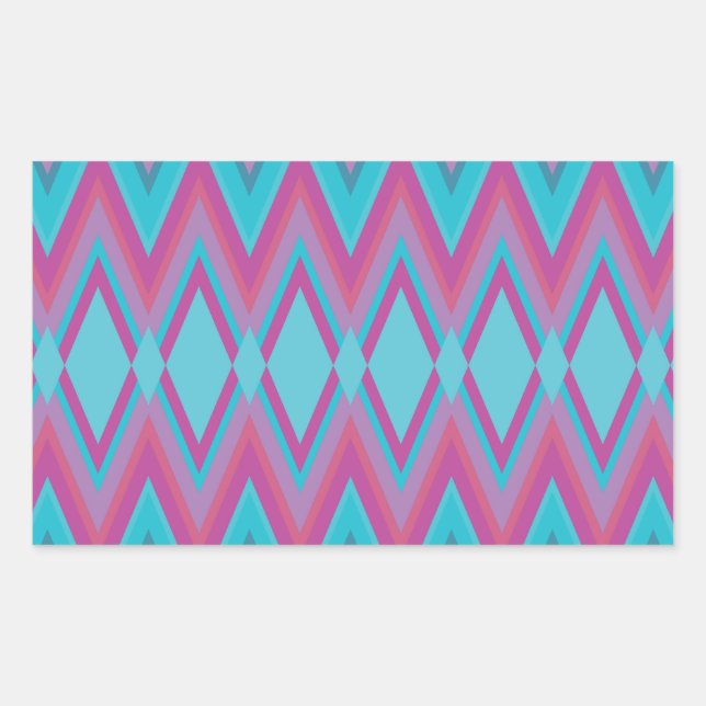 Sticker Rectangulaire Tribal pourpre et Aqua (Devant)