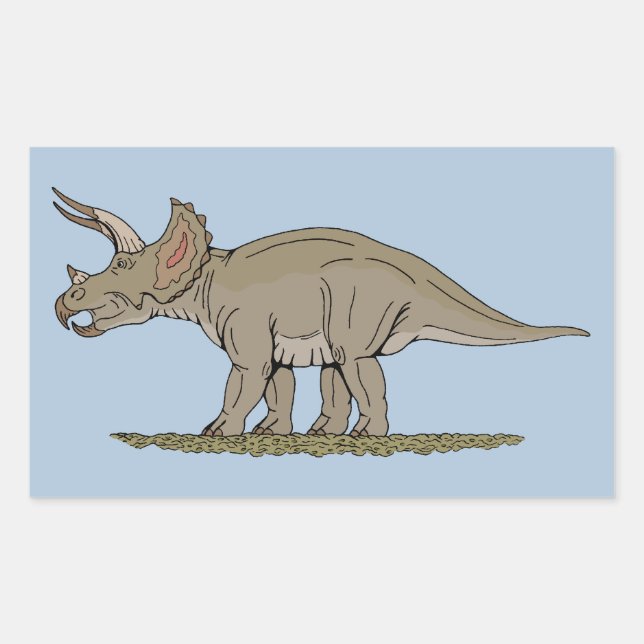 Sticker Rectangulaire Tricératops de Dinosaure Crétacé (Devant)