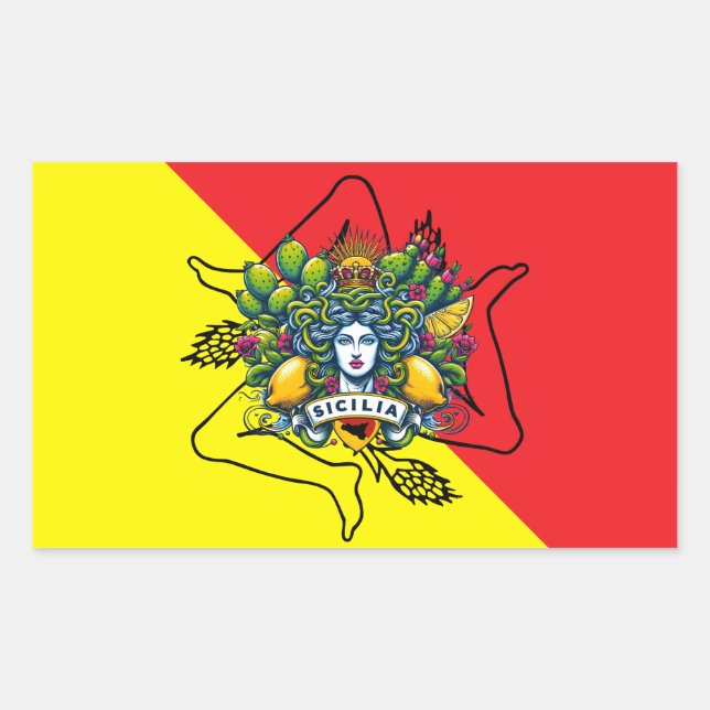 Sticker Rectangulaire Trinacria sicilienne (Devant)