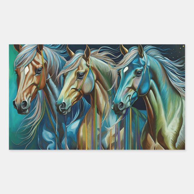 Sticker Rectangulaire Trio des chevaux (Devant)