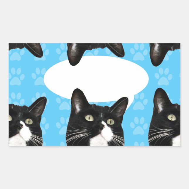 Sticker Rectangulaire Triple Trouble Chat Personnalisé Fun Art Design (Devant)