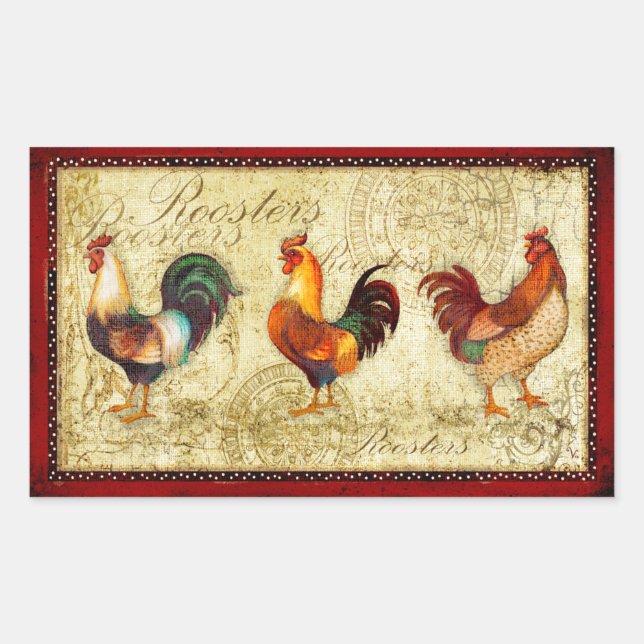 Sticker Rectangulaire Trois coq (Devant)