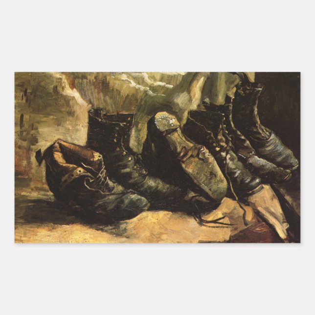 Sticker Rectangulaire Trois paires de chaussures par Vincent van Gogh (Devant)