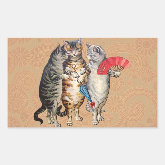 Sticker Rectangulaire Trois Petits Chatons Illustration de Mère l'Oie (Devant)