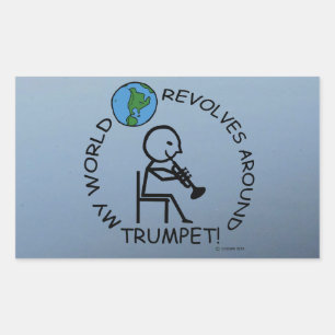 Sticker Rectangulaire Trompette - Le Monde tourne autour du Bâton Rectan