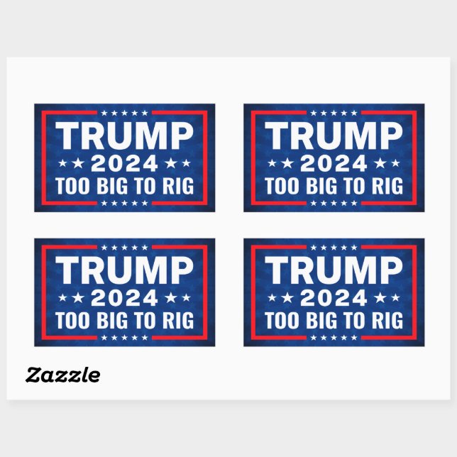 Sticker Rectangulaire Trop gros pour rig Pro Trump 2024 campagne anti Bi (Feuille)