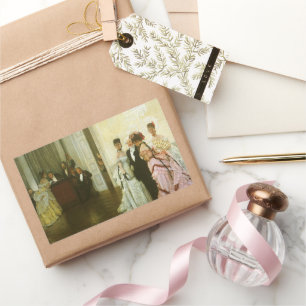 Sticker Rectangulaire Trop tôt par James Tissot, art victorien Vintage