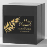Sticker Rectangulaire Tropcal Gold Glitter Palm Christmas Thank You<br><div class="desc">Ajoutez une touche de finition avec des autocollants RECTANGLE imprimés sur mesure avec une élégante façade en faux or parties scintillant de palmier tropical sur un arrière - plan noir avec votre salutation et des informations en lettrage chic. Cliquez sur le bouton PERSONNALISER, puis Customisez un autre lien pour organiser,...</div>
