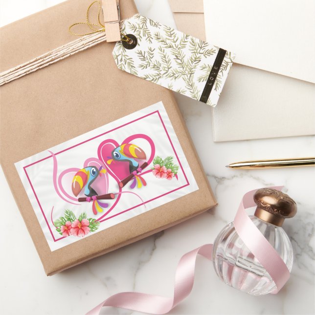 Sticker Rectangulaire Tropical Toucan Love (Cadeaux)