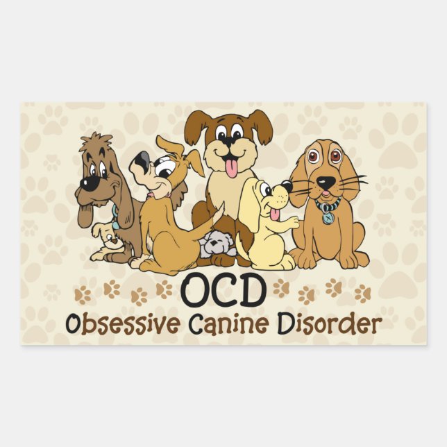 Sticker Rectangulaire Trouble de la canine Obsessive de l'OCD (Devant)