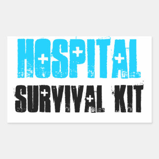 Sticker Rectangulaire Trousse de survie à l'hôpital Turquoise et Noir Ét