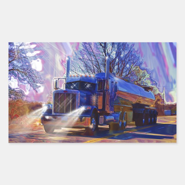 Sticker Rectangulaire Truckers Tanker Camion transport lourd Cadeau (Devant)