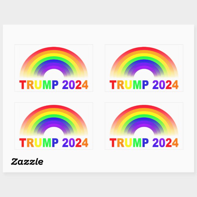 Sticker Rectangulaire Trump 2024 Rainbow (Feuille)