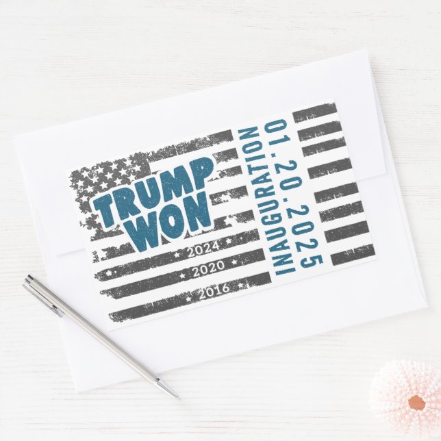 Sticker Rectangulaire Trump a gagné 2024 (Enveloppe)