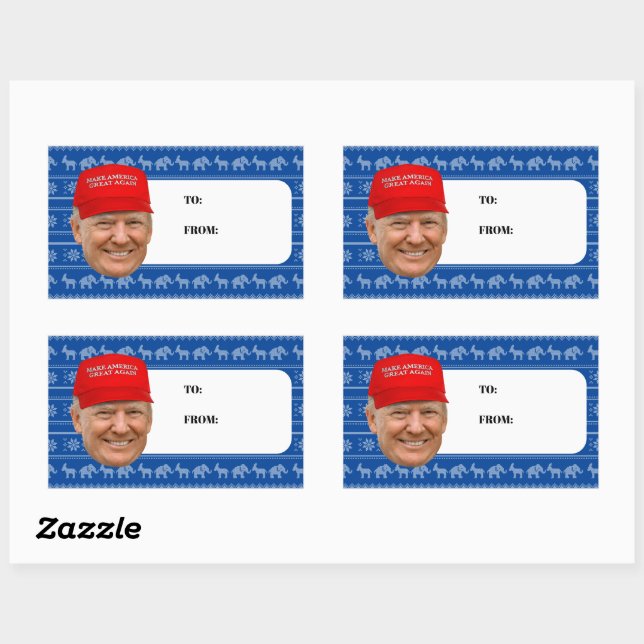 Sticker Rectangulaire TRUMP MAGA Noël (Feuille)