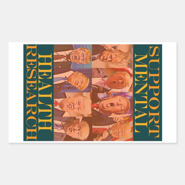 Sticker Rectangulaire Trump — Soutenir la santé mentale (Devant)