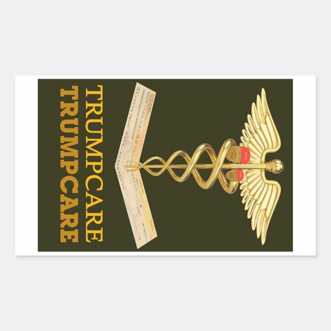 Sticker Rectangulaire TrumpCare - deux Casquettes (Devant)