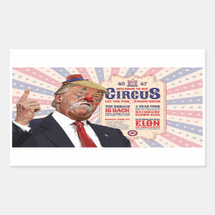 Sticker Rectangulaire Trump's Clown Show Circus - Design Poster vintage