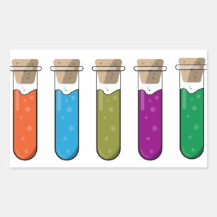 Sticker Rectangulaire Tubes de test de potion liquide colorée du laborat