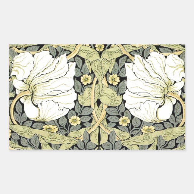 Sticker Rectangulaire Tulipes Pimpernel Art Botanique de William Morris (Devant)