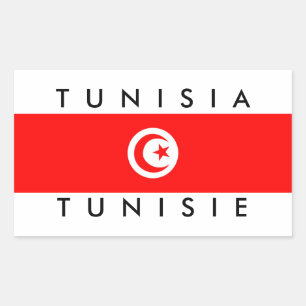 Sticker Rectangulaire tunisie nom du drapeau pays symbole de texte tunis